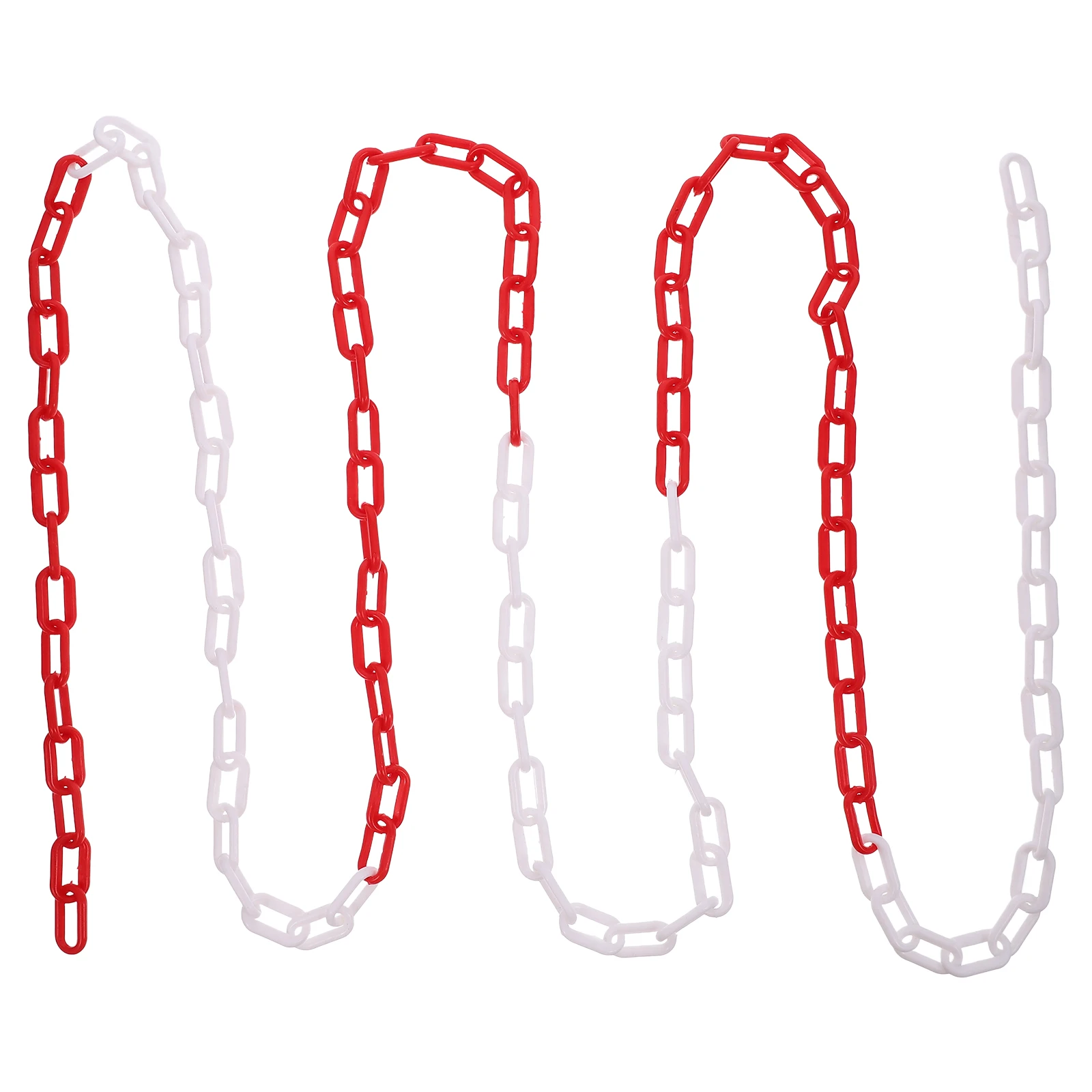

Red White Plastic Chain for Guardrail Posts 3M High Visibility Material Safety Barrier Crowd Control Parking Lot Fence