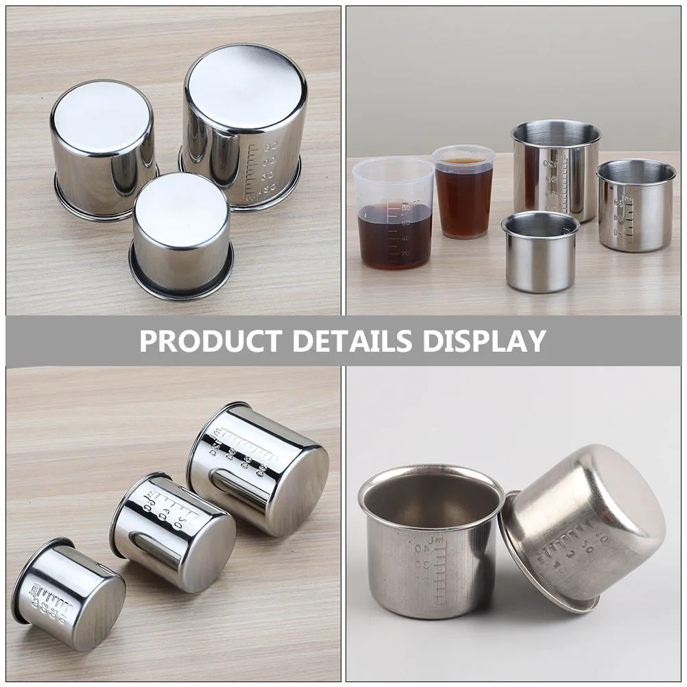 

5 Pcs Stainless Steel Medicinal Cup Scale Beaker 40ml Measuring Cups with Laboratory Metal Cylinder