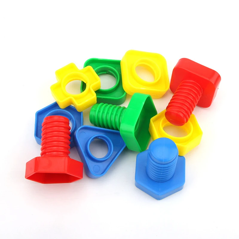 4 pièces vis assorties de couleurs mélangées aléatoires écrous boulons Puzzle couleur forme Cognition bricolage accessoires d'éducation précoce 4 formes disponibles ZYF