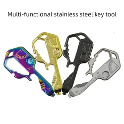 24 in 1 multi-function EDC key tool stainless steel keychain creative gadgets key pendant bottle opener spanner protractor