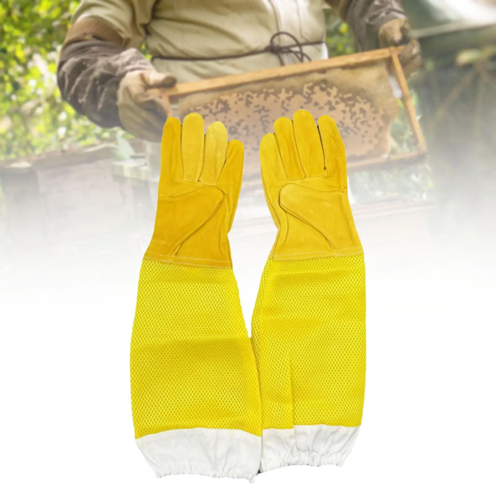 

Beekeeping Gloves Bee Supplies Leather Reusable Professional Beekeeper Gloves with Protective Ventilated Long Sleeves for Adults