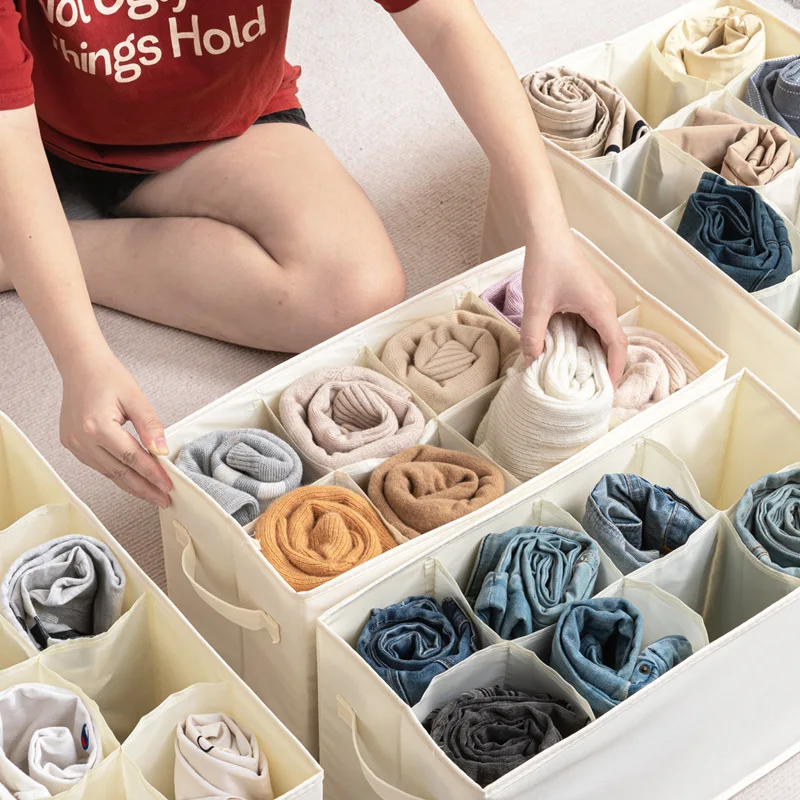 

10/12/24-Slot Bra/Underwear Organizer compartment | Detachable Washable Grids | Foldable With Sturdy Base | Gentle Fabric Lining