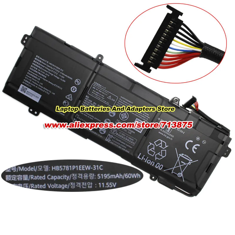 Genuine HB5781P1EEW-31C Battery HB5781P1EEW-31A for Huawei MateBook 13s I5 14s I7 D16 2022 HKD-W76 HKD-W56 11.55V 5195mAh 60Wh