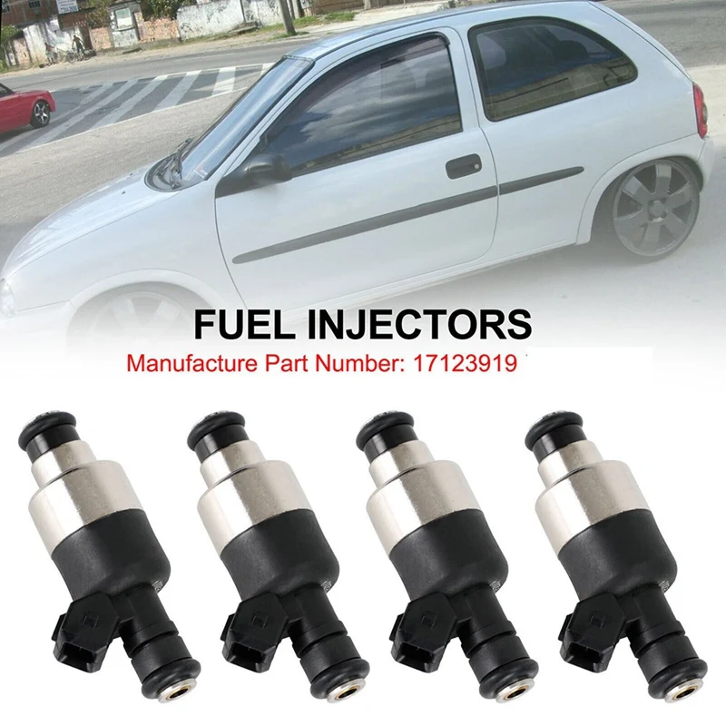 4 PCS Fuel Injector 17123919 Black & Silver Metal+Plastic Automotive Supplies Fit For Chevrolet Corsa 1996-1998