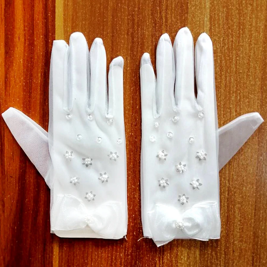 Wholesale Short White Wedding Gloves Finger Beaded Gloves Guantes Largos Mujer Wedding Accessories Guantes Largos Mujer 2025