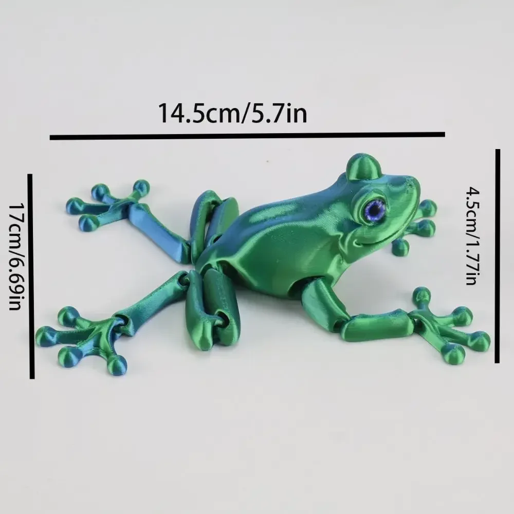 Modèle de jouets imprimé en 3D grenouille, décoration de salle mobile multi-articulée, accessoires de bricolage, multi-articulation mobile avec yeux scintillants