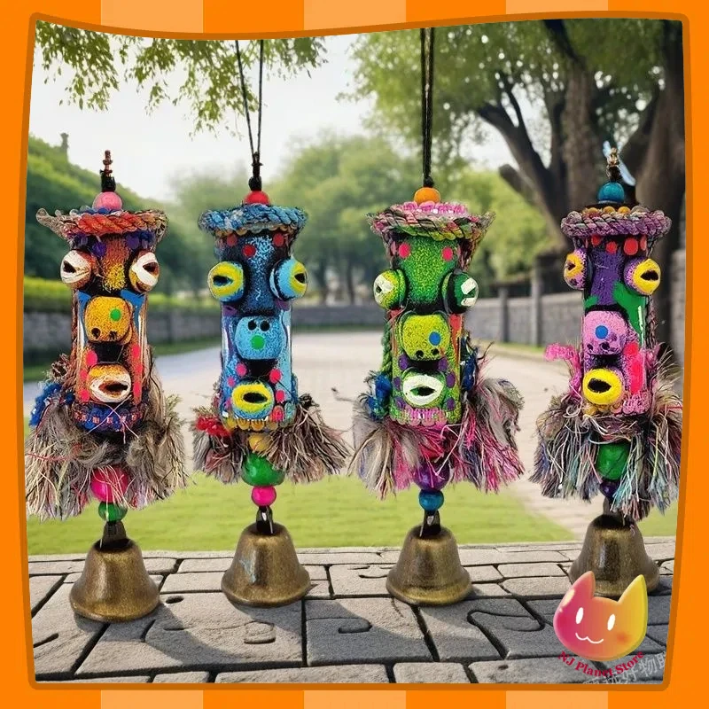 

Wind Bell Braid Bronze Ethnic Style Wooden Style Chime Braid Hanging Decoration Door Decoration Pendant Bell Handmade Decoration