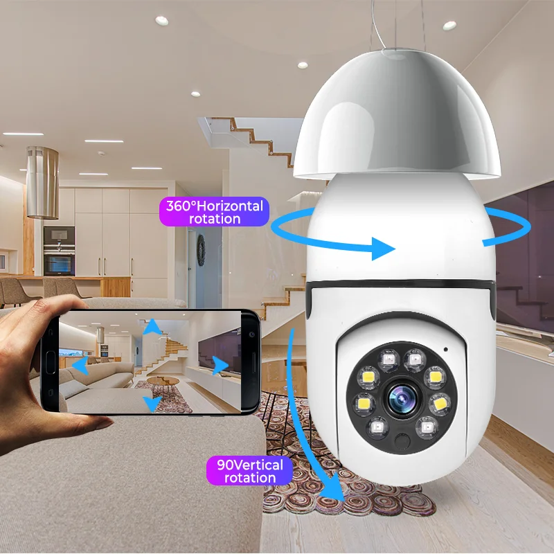 Tuya 5G Wifi E27 Bulb Security Protection 1080P Camera Night Vision Automatic Human Iptv Camera Vigilancia Wifi Casa CCTV Kemera