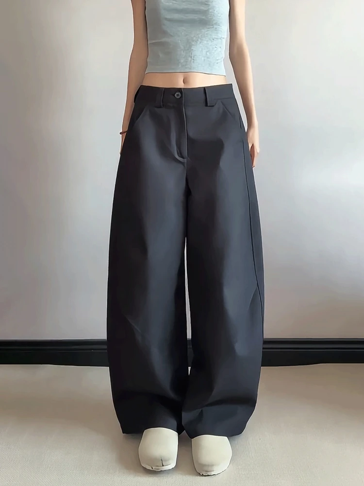 

Bla Knife Wide Leg Men's Pants Autumn Winter Straight Casual Long Trousers Drapey High-End Feel Polyester Fiber