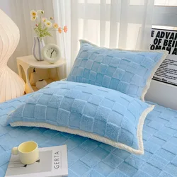 Soft Pillowcase 2pcs Rectangle Pillow Cases capa de almofada Solid Color Pillows Cover Winter Pillowslip 48x74cm Cushion Cover