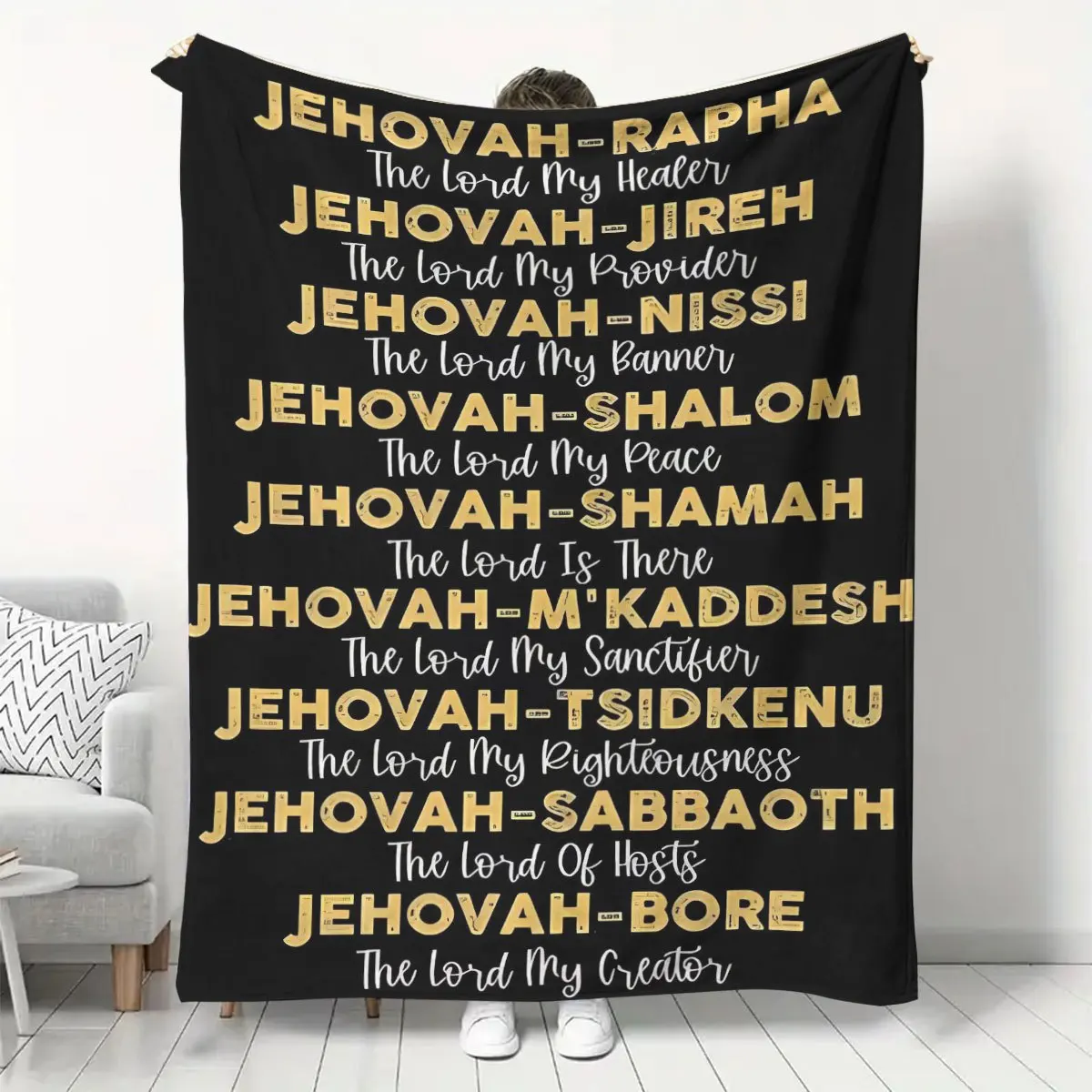 

Christian Jehovah Religious Blanket - Soft Anti-Pilling Flannel All Seasons Universal Bible Jesus Name Design (Jehovah, Lord