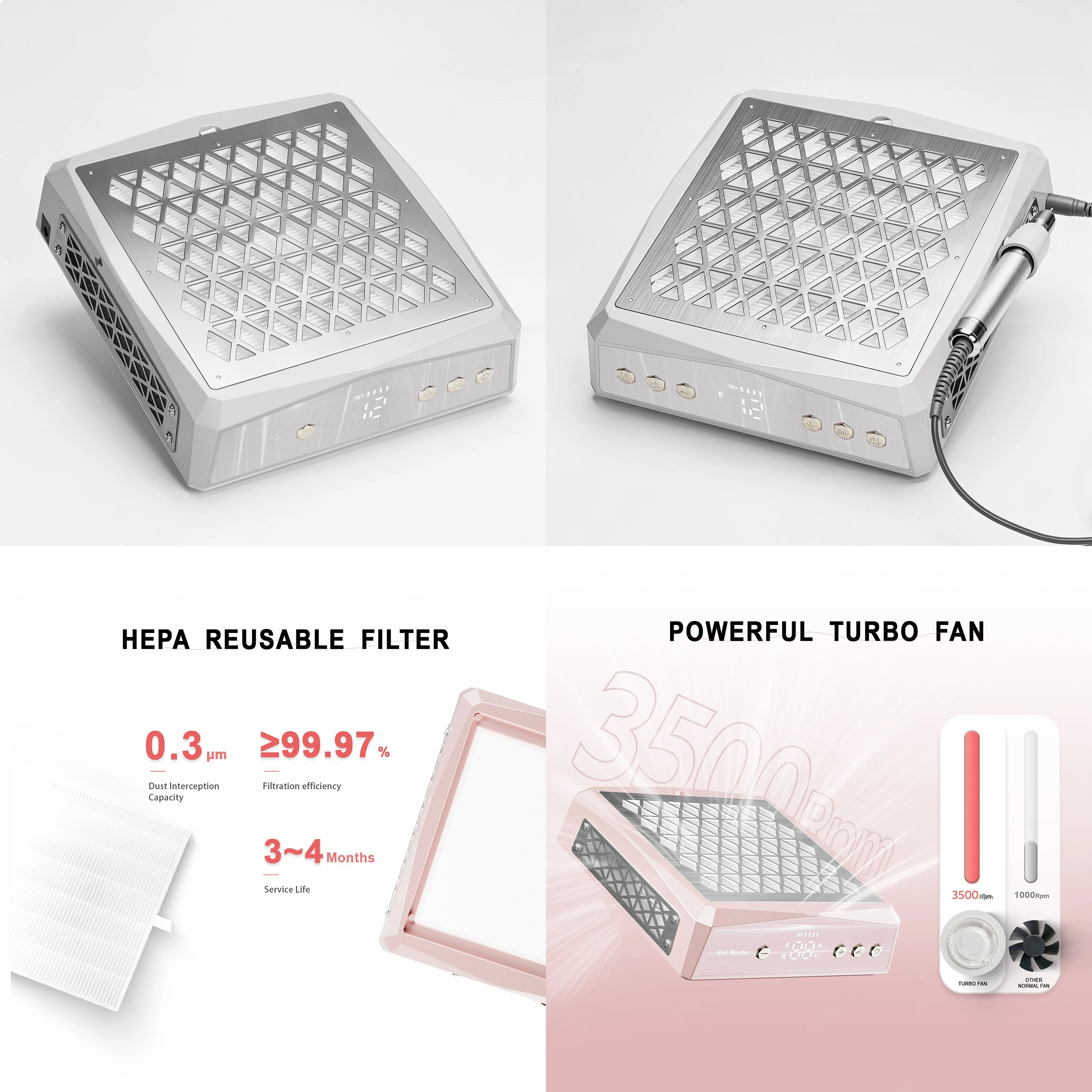 Professional Nail Dust Collector for Salon Nail Dust Extractor with Strong Suction System