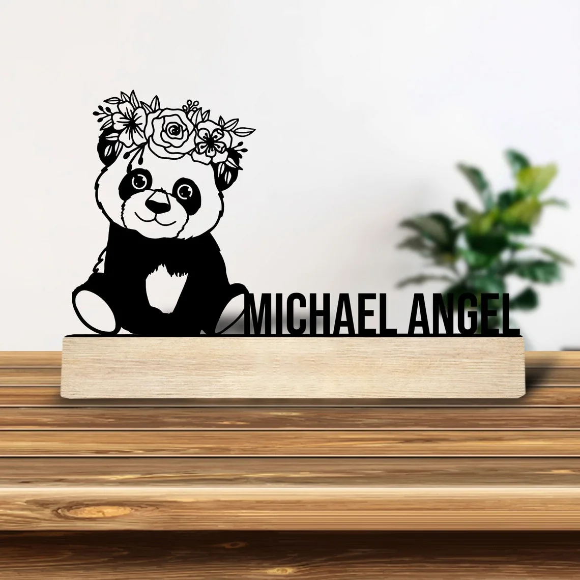 1pc Personalized Metal Artwork Custom Content Equipped with Wooden Base Festival Ornaments and Decorations
