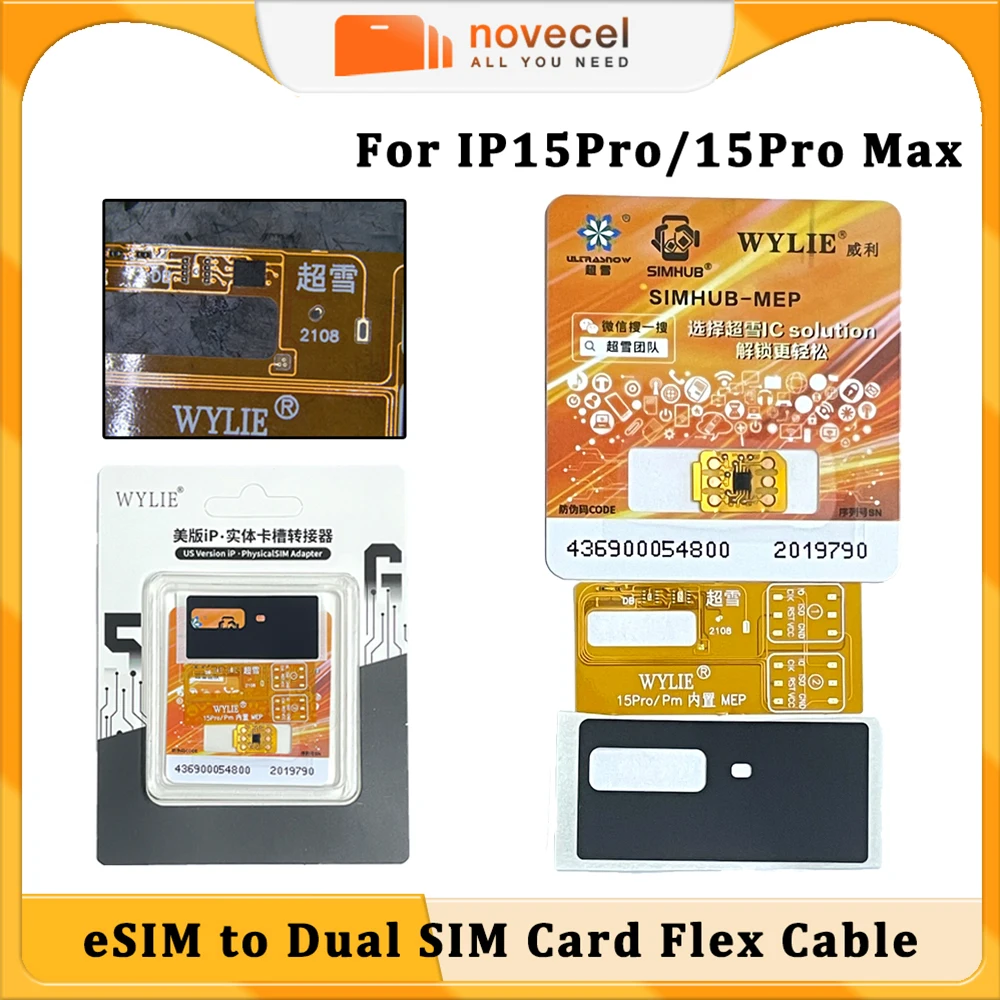 WYLIE For iPhone 15Pro 15 Pro Max US Version Dual SIM Card Conversion Flex Cable Integrated with SIMHUB IC MEP Built-in Solution