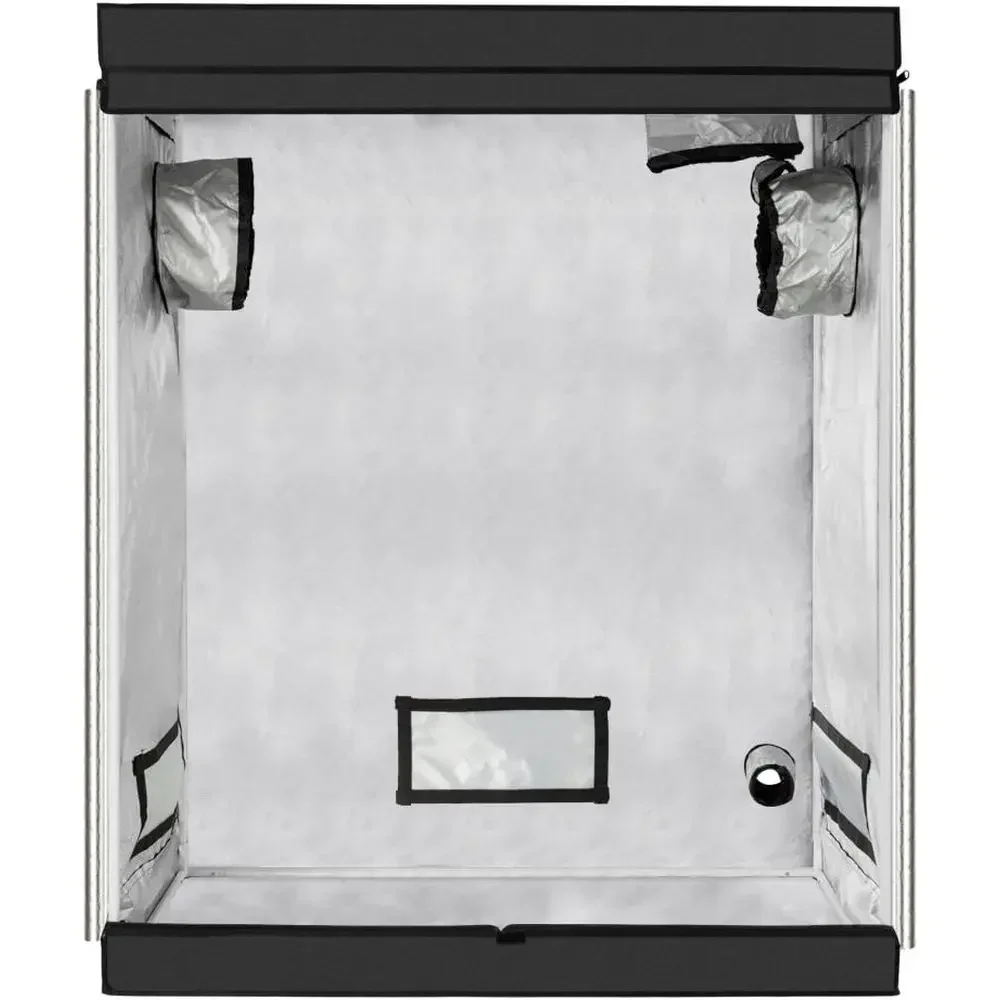 Heavy-Duty Metal Indoor Hydroponic Grow Tent with Observation Window, Floor Tray & Hanging Bars - 48x24x60