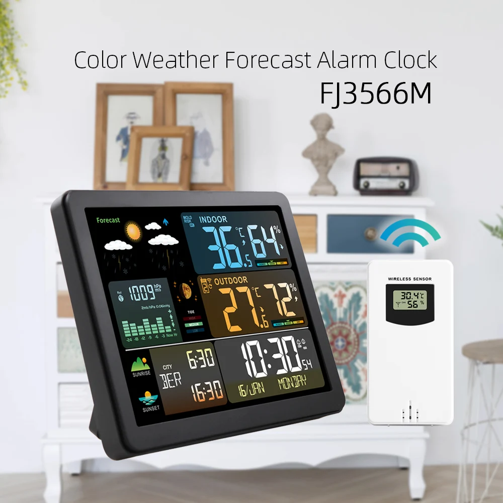 FJ3566M Smart Weather Station with Clock Temperature & Humidity