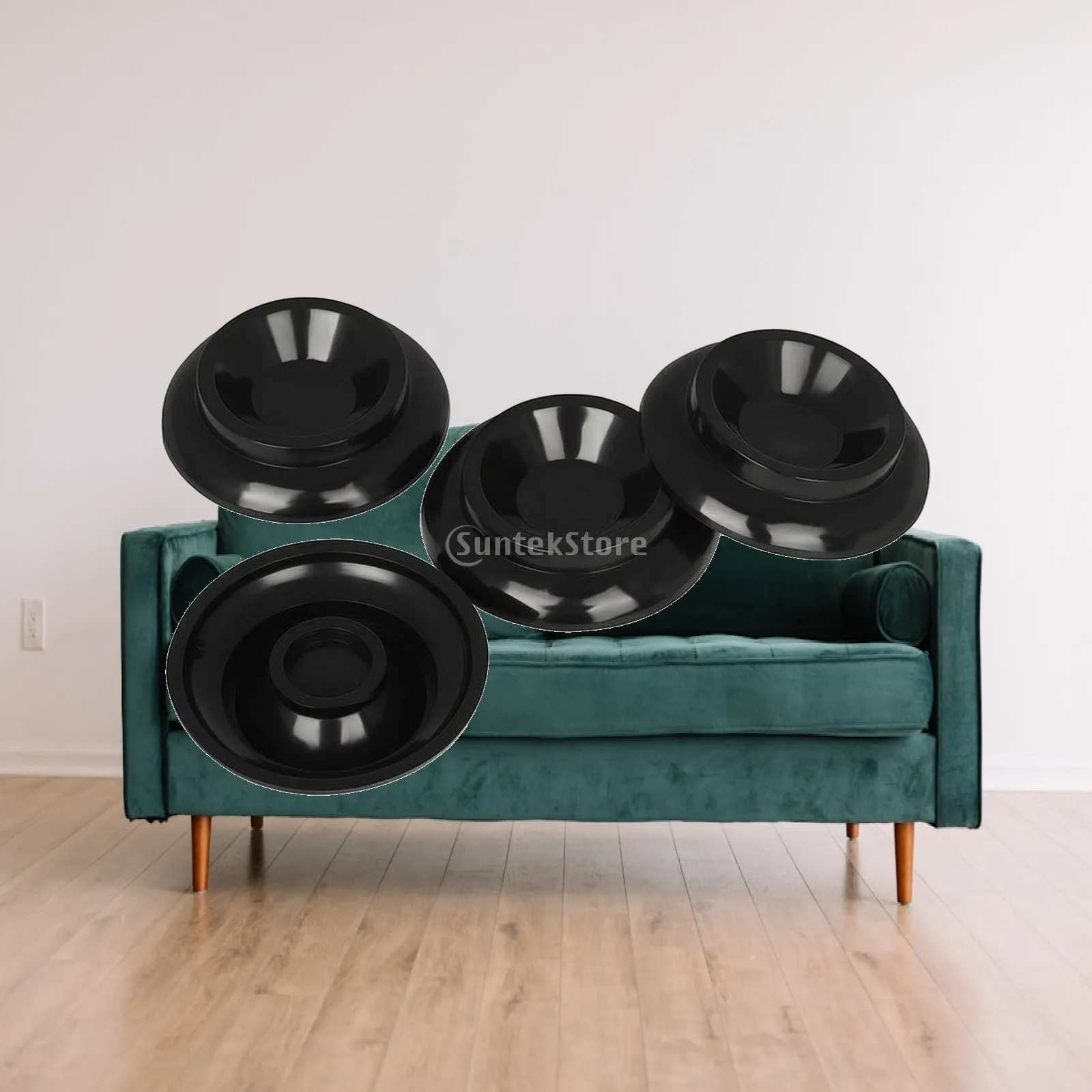 Round Piano Foot Pad Black ABS Caster Cup for Upright Piano Floor Protection Noise Absorption Anti Slip