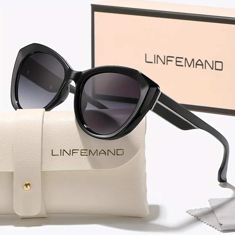 Linfeband trendige Katzenaugenbrille, modische Retro-Damen-Sonnenbrille, UV400, klassischer Rahmen, Fotografie-Requisiten, Weihnachtsgeschenk – Detail 5