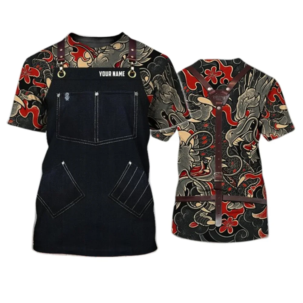 Men's T-shirt Tattoo Artist Harajuku 3D Printing Fun Uniform Street Hip-Hop Personality Round Neck Top Daily Casual Short Sleeve