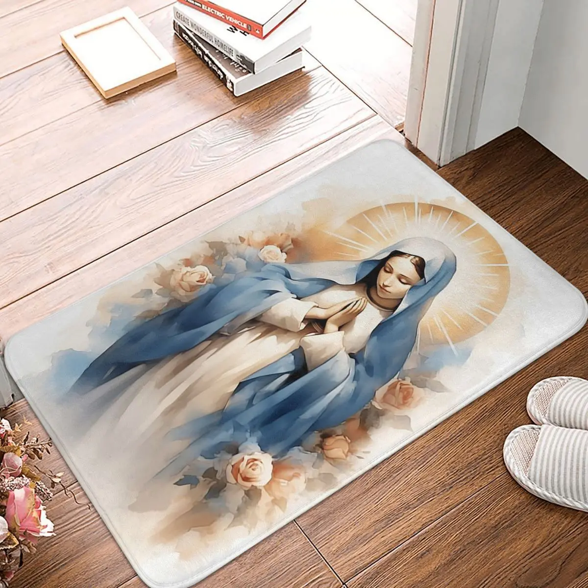 Our Lady Of Guadalupe Virgin Mary Mexican Doormat Kitchen Entrance Home Floor Mat Non-slip Carpet Rug for Balcony Footpad Mats