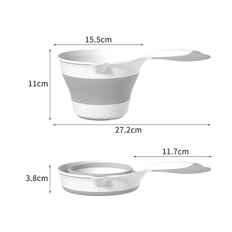 Collapsible Travel Spoon Portable Folding Water Ladle Kitchen Bathroom Bathing Hair Washing Silica Fruits Vegetables Water Scoop
