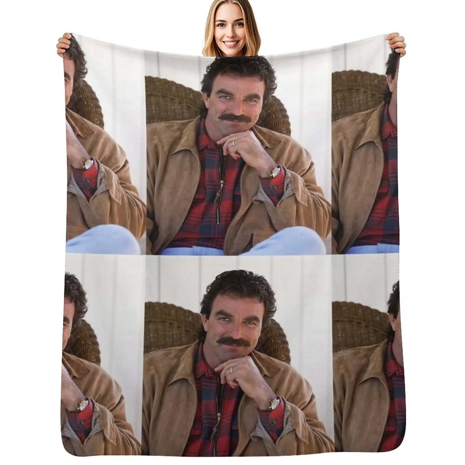 

Tom Selleck handsome Throw Blanket Durable Warm Blanket for Daily Home Use