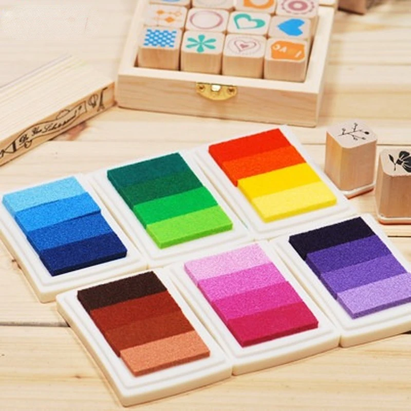 1pcs Child Craft Oil  Gradient Color Based Diy Ink Pad Rubber Stamps Paper Scrapbooking 15 Colors Finger Paint