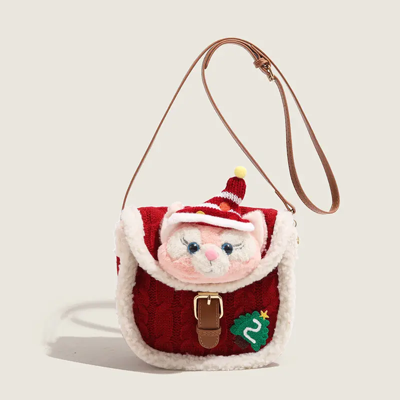 Disney Lingna Belle cartoon plush women's toy doll cover plush bag red cute fashion casual shoulder messenger bag