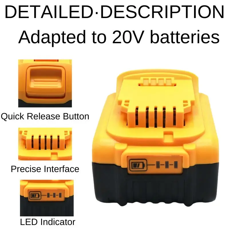 18V/20V MAX 6.0Ah 8.0Ah 12.0Ah DCB200 Replacement Li-ion Battery for DeWalt DCB205 DCB201 DCB203 Power Tool Batteries