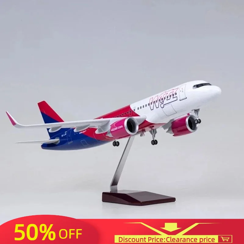 

47CM 1/80 Pesawat A320NEO A320 NEO Wizz Air Airlines Model Mainan Ringan & Roda Gigi Pendaratan Diecast Resin Model Pesawat