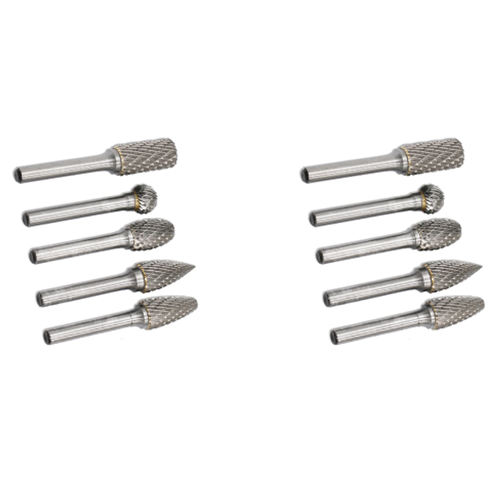 AC88-Carbide Rotary Burr Set 12MM Head With Shank Double Cut File For Drill Bits, Polishing,Engraving,Drilling,10 Pack