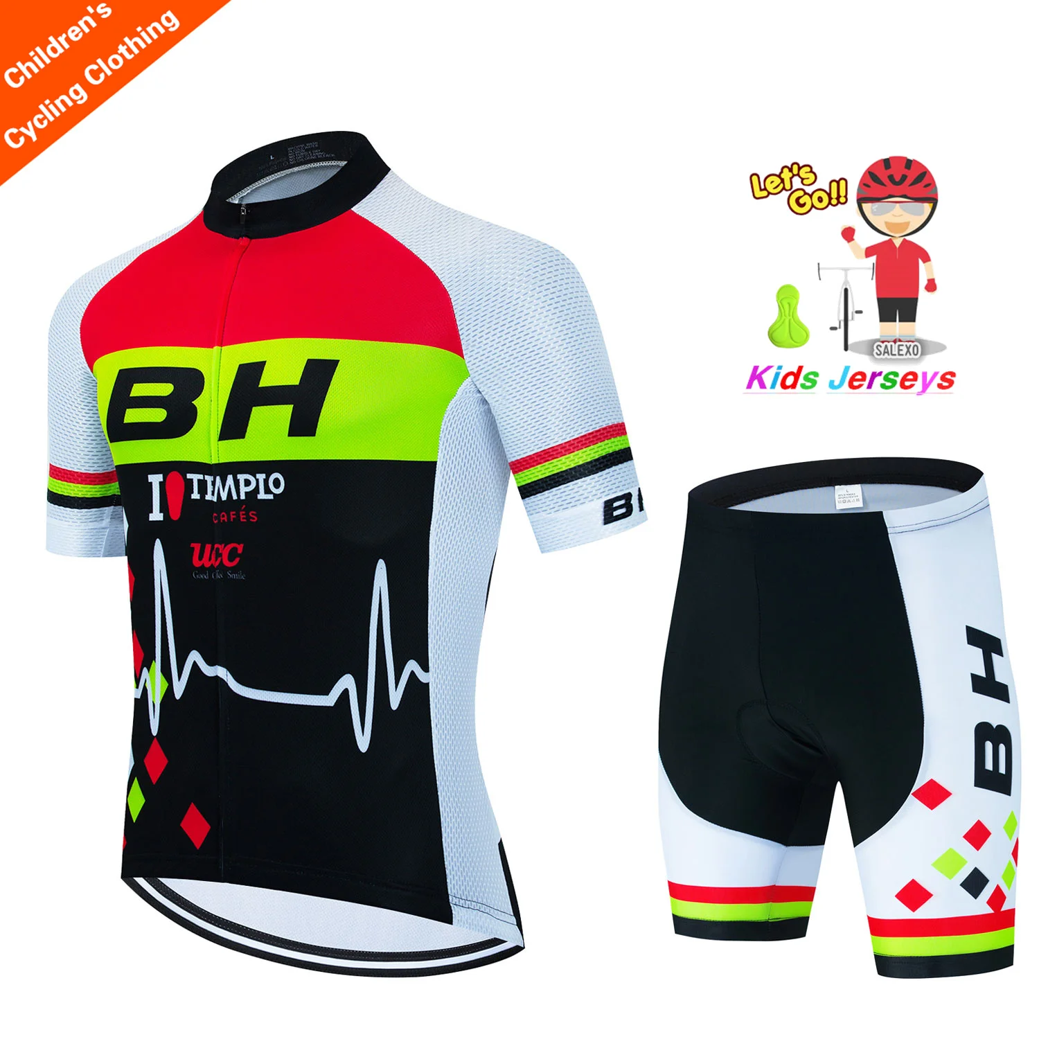 2024 Kids BH Cycling Clothing Summer Children Bicycle Wear Short Sleeve Jersey with Shorts Sets Boys Girls MTB Road Bike Suits