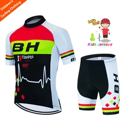 2024 Kids BH Cycling Clothing Summer Children Bicycle Wear Short Sleeve Jersey with Shorts Sets Boys Girls MTB Road Bike Suits