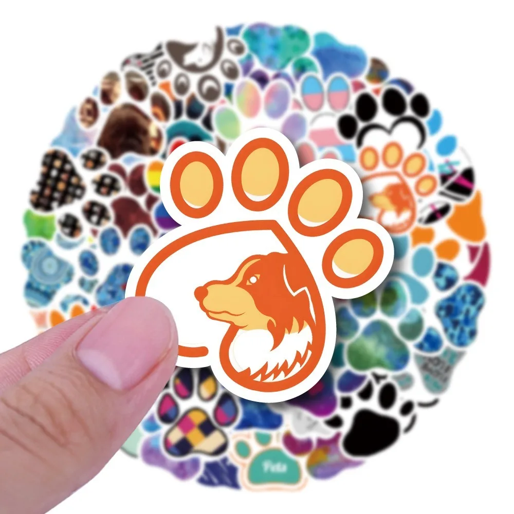 60PCS Cute Dog Paw Print Stickers Aesthetic Phone Bike Wall Scrapbook Motorcycle Waterproof Cartoon Sticker for Kids Toys Gifts