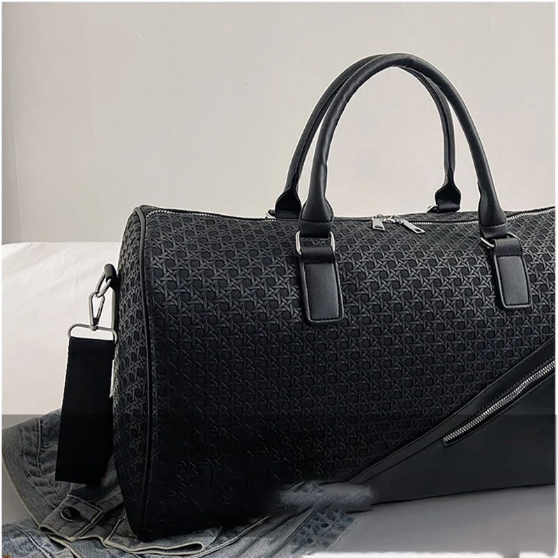 Cross Border Short Distance Travel Bag Women's PU Large Capacity Hand-held Storage Travel Luggage Waterproof Fitness Men's Bag