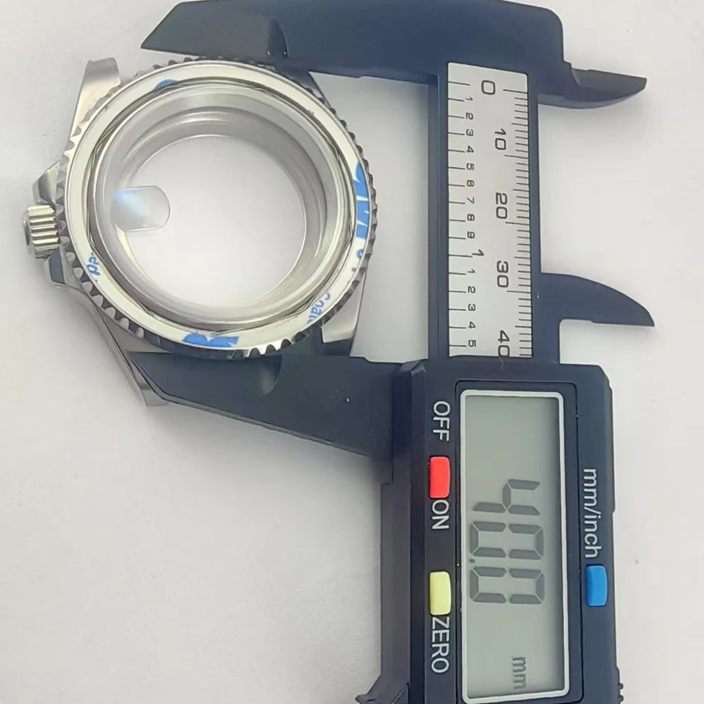 40mm silver case accessory NH35A sapphire glass gray ceramic bezel with NH35/36 movement and transparent glass on the back