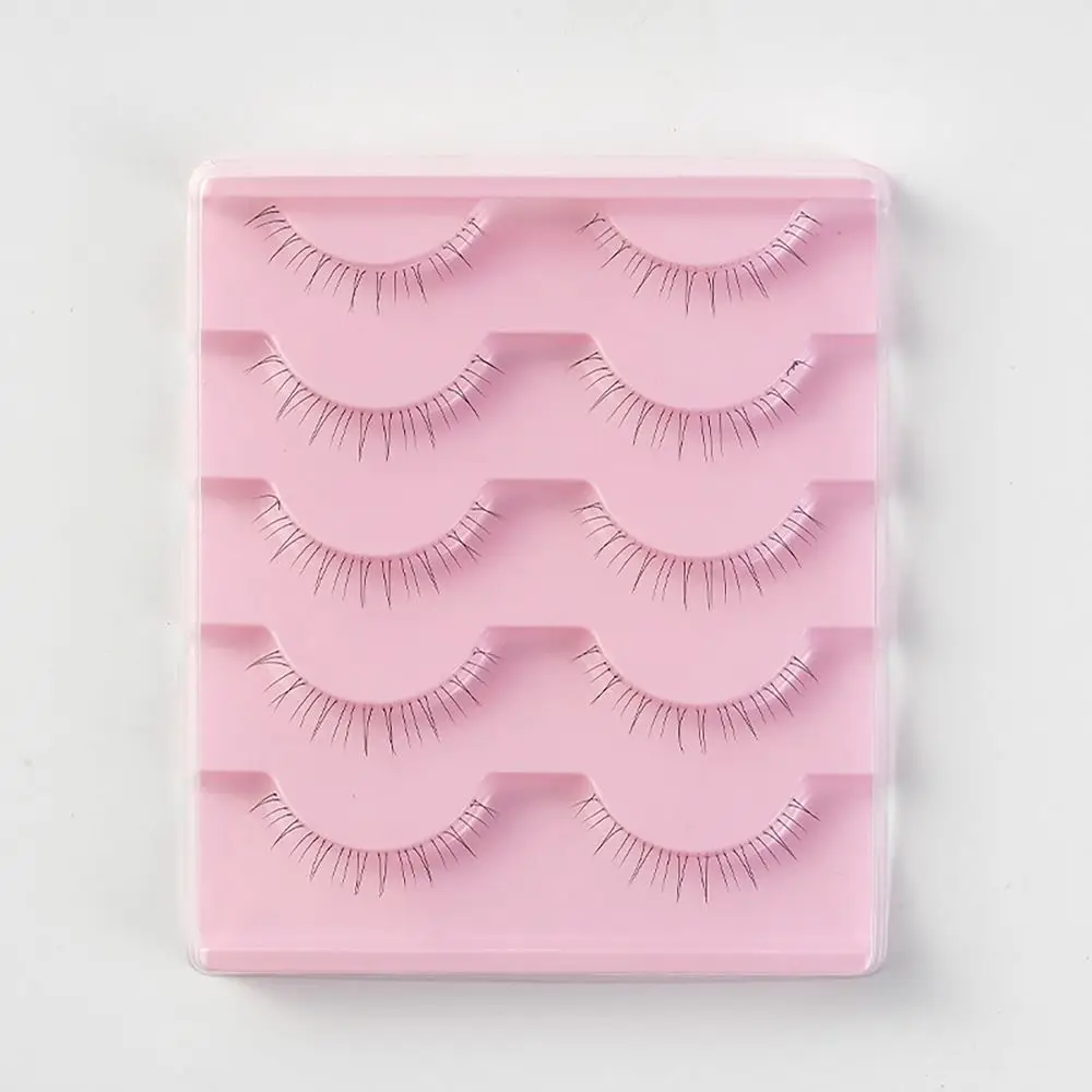 5 par naturalnych, całych rzęs dolnych, małe diabełki, do samodzielnego przedłużania rzęs, przezroczyste pęsetki, jednoczęściowe sztuczne rzęsy, kosmetyki