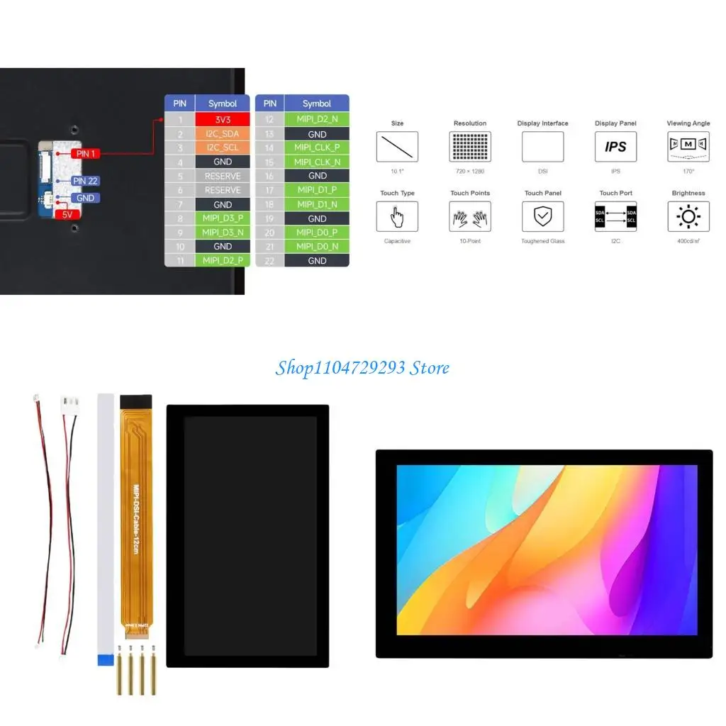 Y2GD 10.1inch MIPI 720x1280 Resolution Programmable Development Platform 3.49inch Capacitive Touchable Screen LCD Display