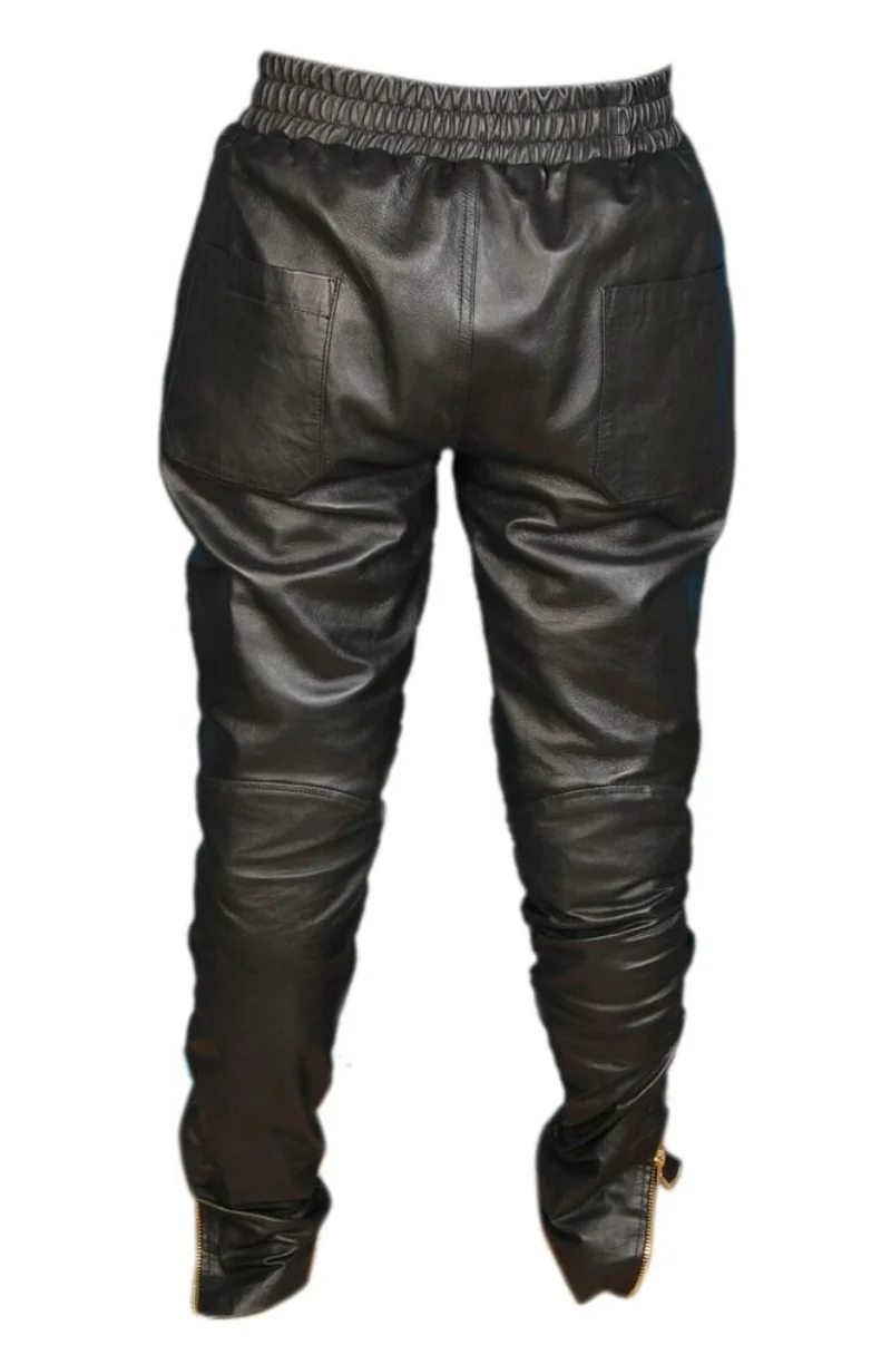 Men's Real Leather Trouser Pants Sports Jogging Sweat Workout Pants LP-059