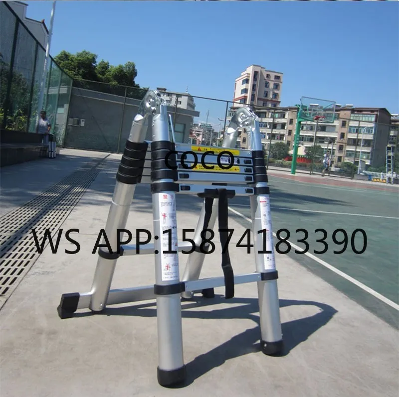 3.3M+3.3M Retractable Telescopic Ladder, Aluminum Alloy & Fiberglass, Portable Multipurpose Straight Ladder with