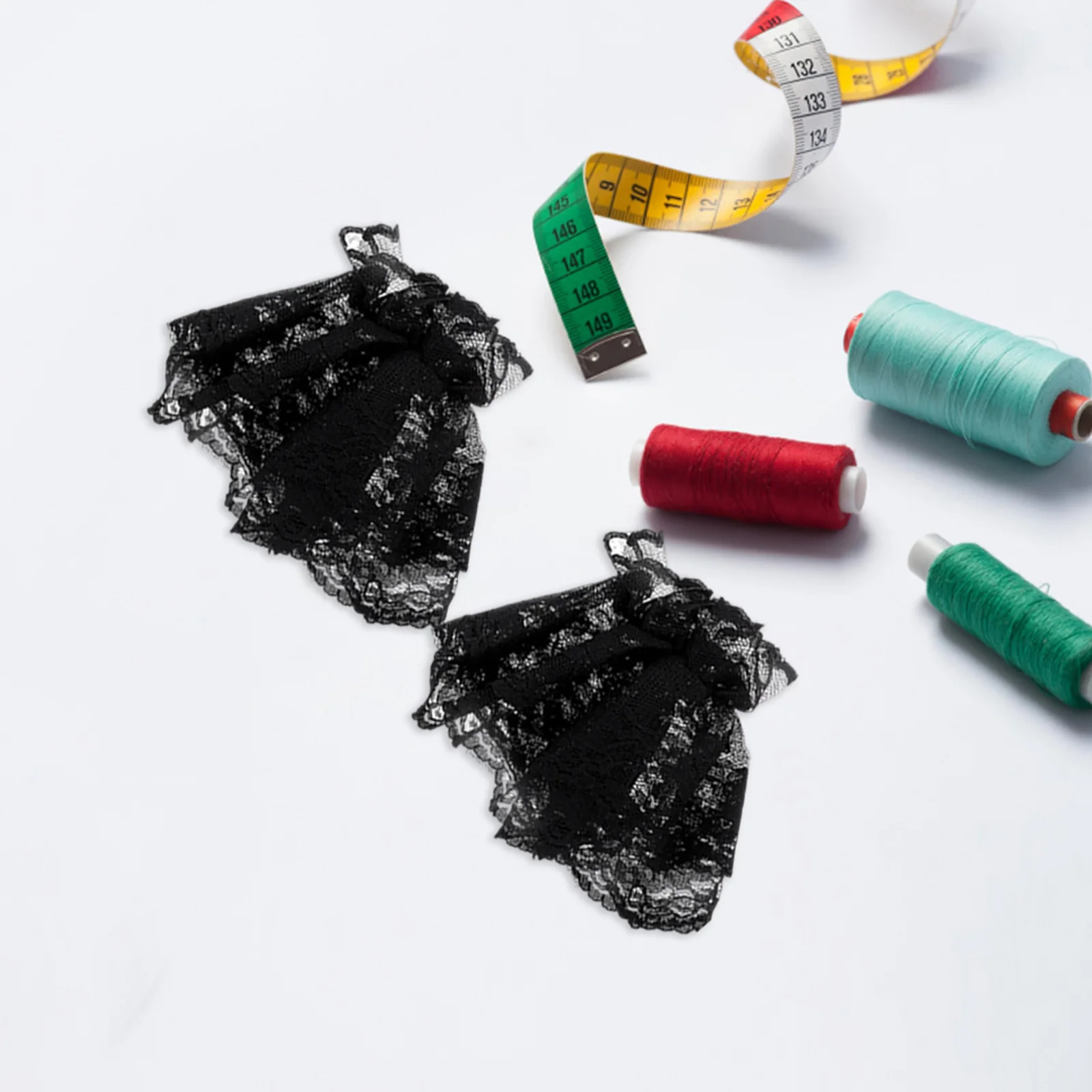 

3Pairs Black Short Lace Wrist Cuffs Elegant Floral Design Lolita Accessories Fingerless Hand Sleeves Vintage Cosplay Party