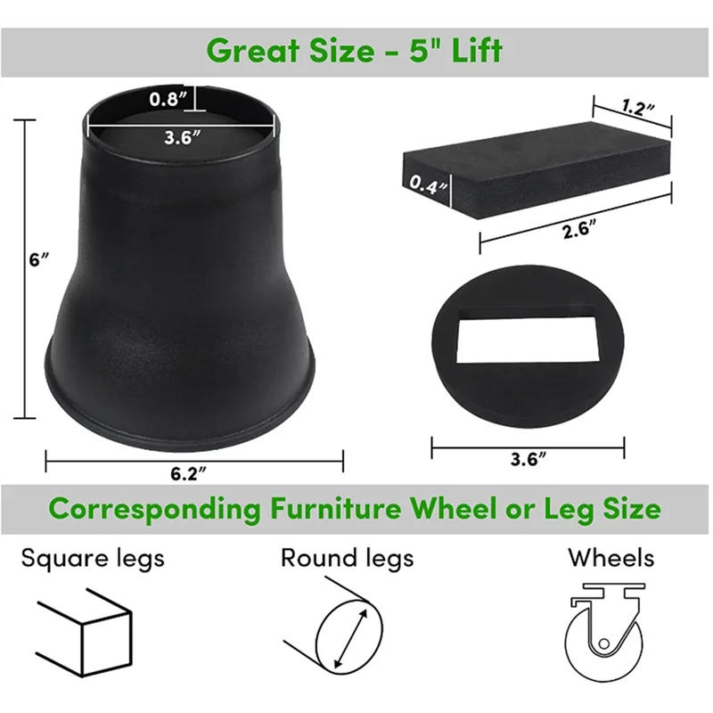 

SYW-4PCS Bed Risers 6 Inch Heavy Duty Round Furniture Risers For Bed Desk Table Sofa Couch Bed Lifts Risers