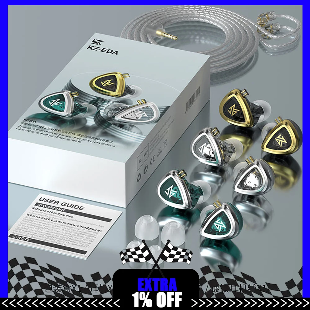 

KZ EDA Наушники Бас/Балансированные/Hi-Res Наушники-вкладыши Мониторные наушники Спортивная HIFI-гарнитура с шумоподавлением