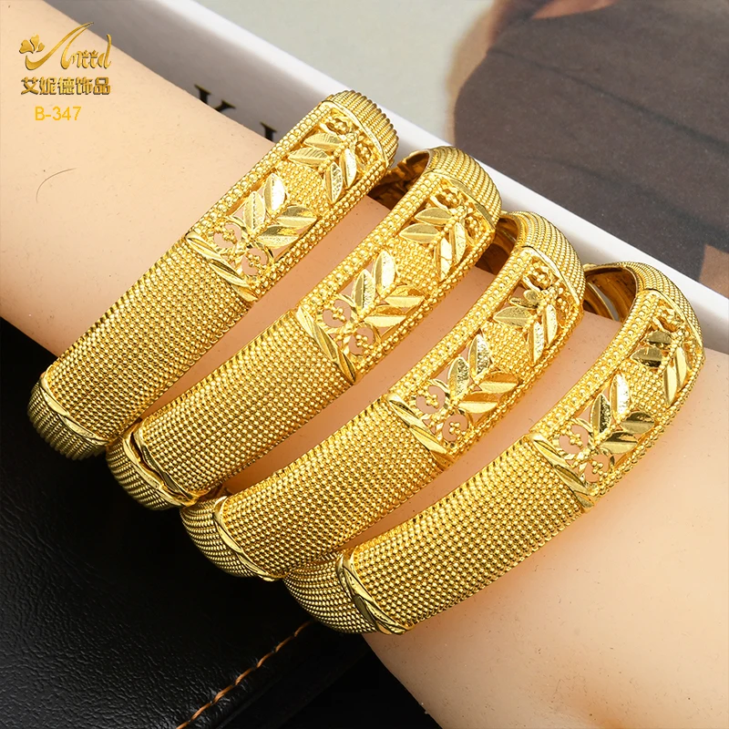Luxus Dubai 24 Karat Gold Farbe Armreifen für Frauen indische afrikanische Armbänder Charme Hochzeit äthiopischen arabischen Hands chmuck Party Geschenke – Detail 4