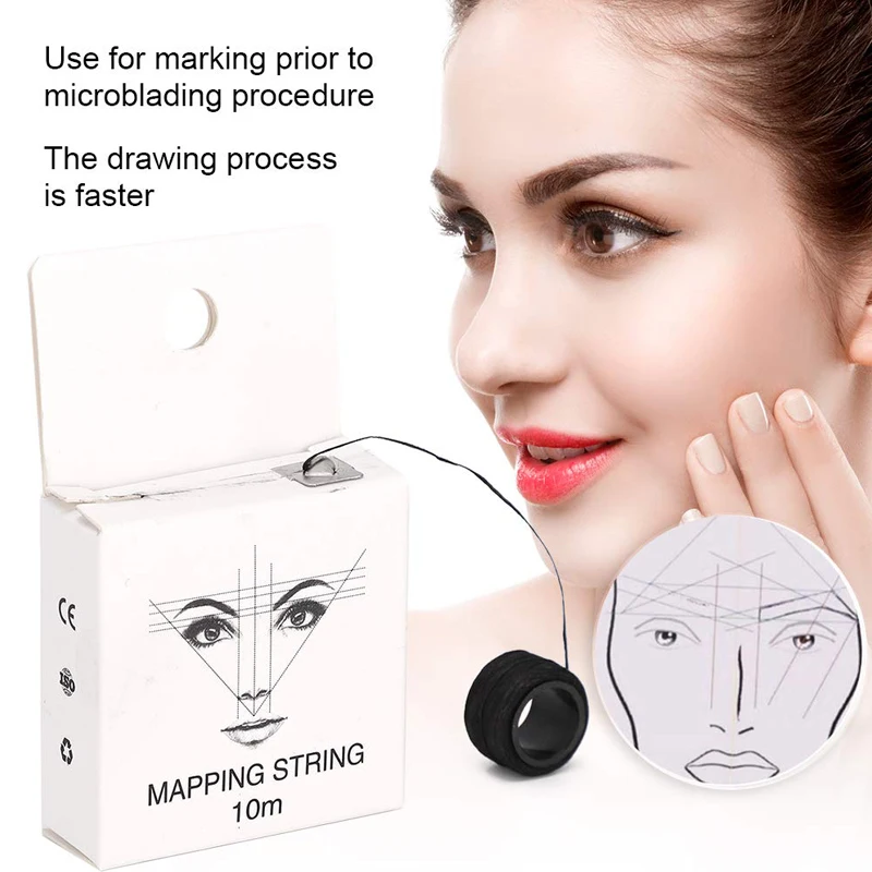 10Meter Mapping Pre-ink String for Microblading Eyebow Make Up Dyeing Liners Thread Permanent Positioning Eyebrow Measuring Tool