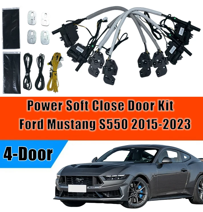 XCAR For Ford Mustang S550 2015-2023, Automatic Door Closing System with Electric Soft Close and Suction Lock
