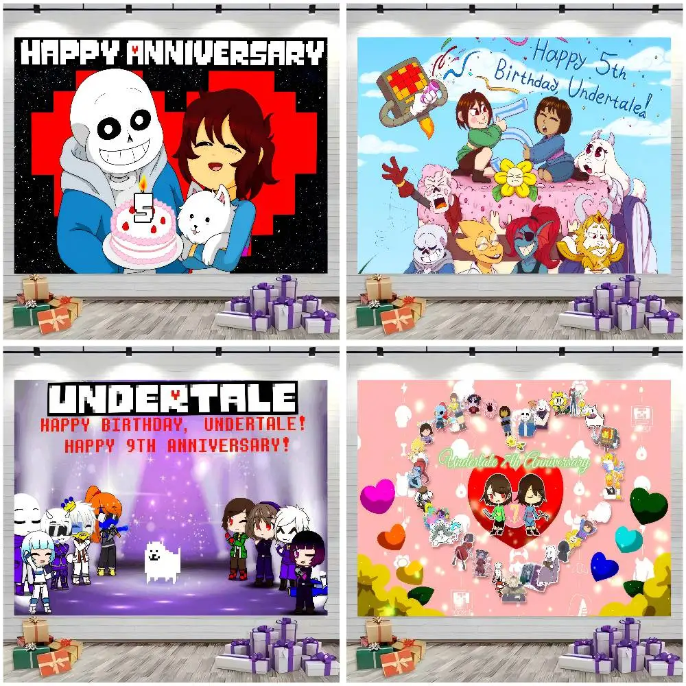 Anime Designs Game Undertale Vintage Geburtstagshintergrund für Fototelefone für Papierfotografie, Hintergrundhintergründe, Weihnachten