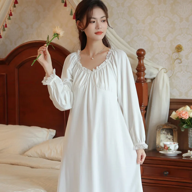 女性用プリンセスドレスコットンvネックチュニックルーズフリル付きイブニングドレス