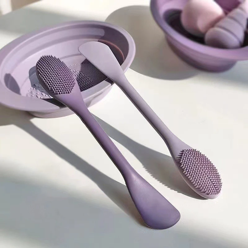 คู่หัวซิลิโคนแปรงพอกหน้านวดหน้าแปรงทําความสะอาด DIY โคลนฟิล์ม Scraper Facial Care เครื่องมือ SPA Beauty Salon