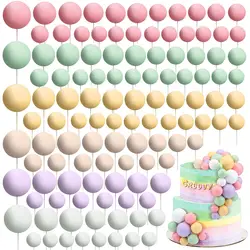108 Pcs Balls Cake Topper Balloons Cupcake Topper DIY Cake Insert Topper Foam Cake Balls Baking Decoration for Wedding Party